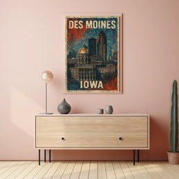 Des Moines, Iowa Cityscape Poster