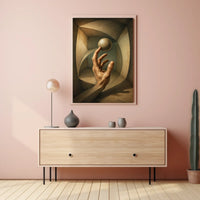 Surreal Hand and Sphere Realistic Geometric Abstract Poster
