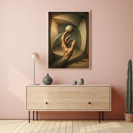 Surreal Hand and Sphere Realistic Geometric Abstract Poster