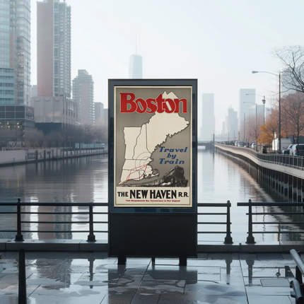 Boston Travel Poster - New Haven Railroad (1930s)
