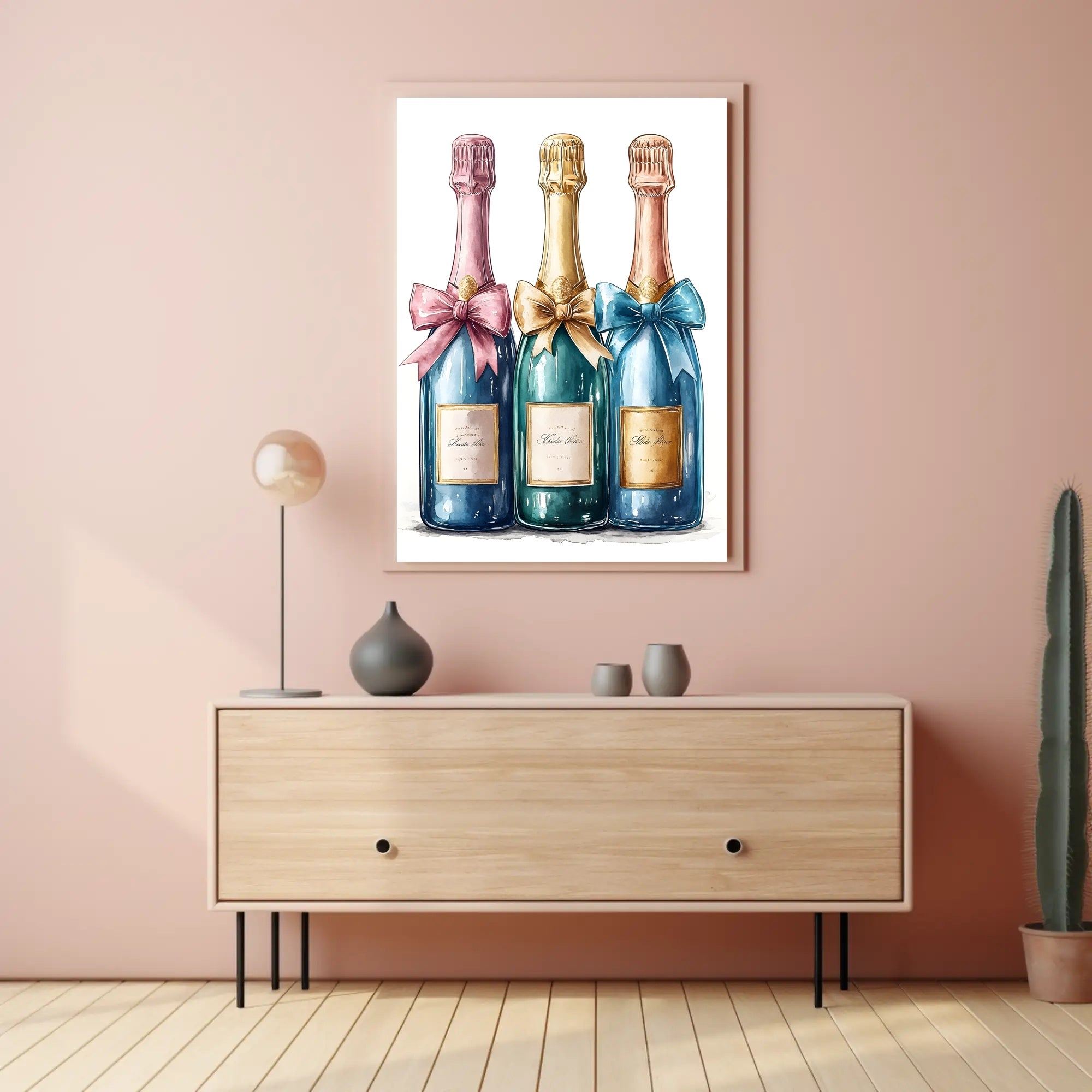 Celebration Bottles Elegant Wall Art Print
