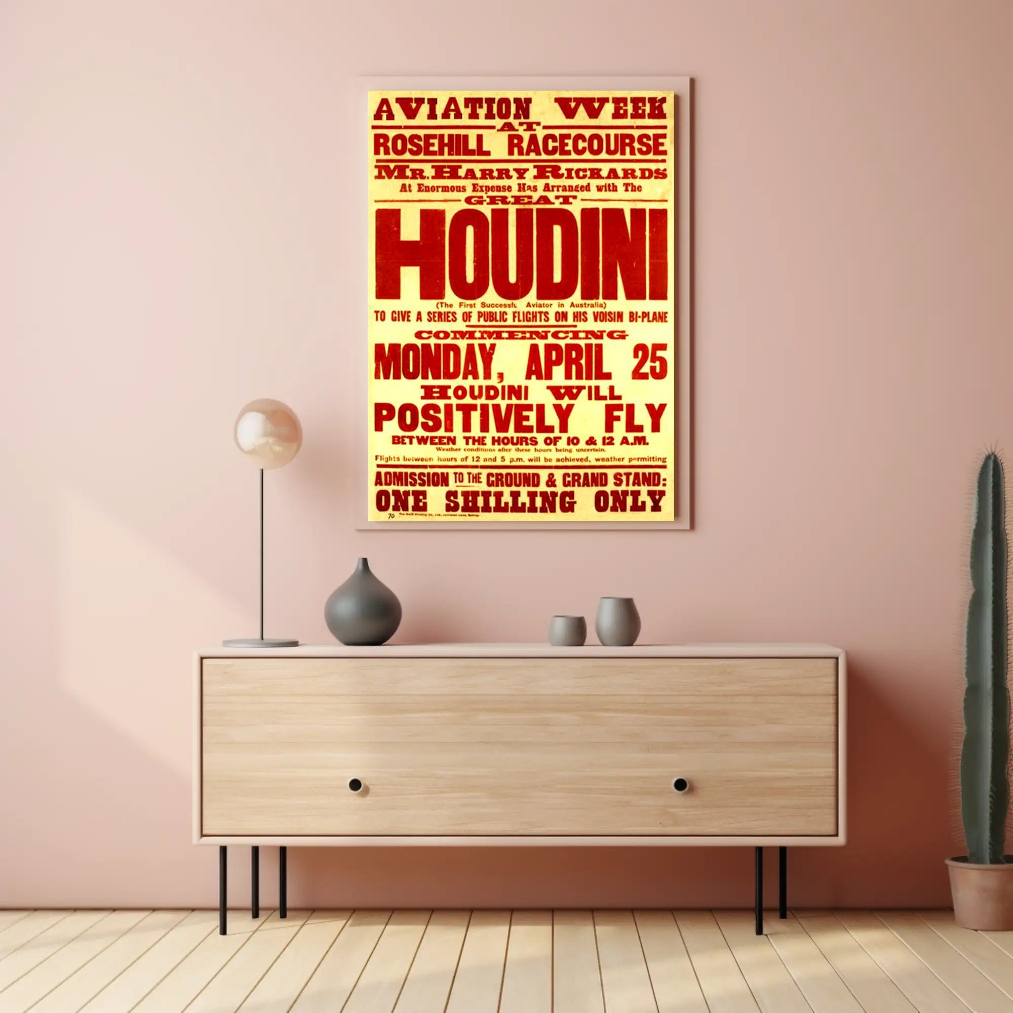Houdini Aviation Show Vintage Cultural Heritage Poster