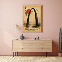 Gateway Arch National Park East Asian Art Ink Painting Poster