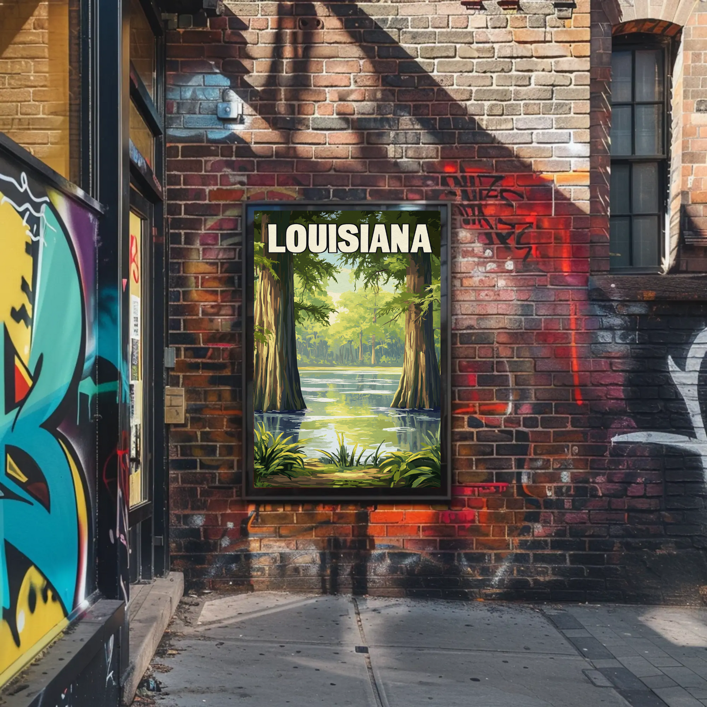 Louisiana - Bayou and Swamp Landscape Vintage Travel Poster