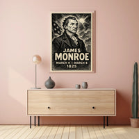 James Monroe 5th President of the United States B & W Comic Sketch Poster