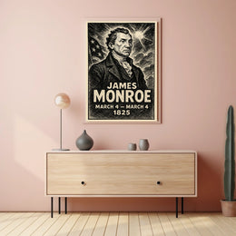 James Monroe 5th President of the United States B & W Comic Sketch Poster