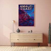 Amalfi Coast Poster Art Print for Coastal Home Decor