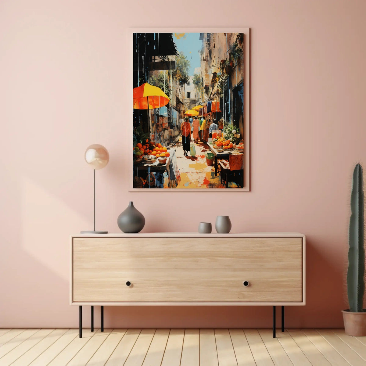 Street Market in Old Town Charm Travel Poster