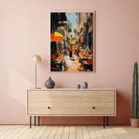 Street Market in Old Town Charm Travel Poster