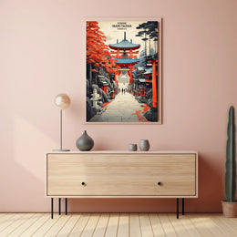 Fushimi Inari Shrine Illustration: Japanese Travel Poster