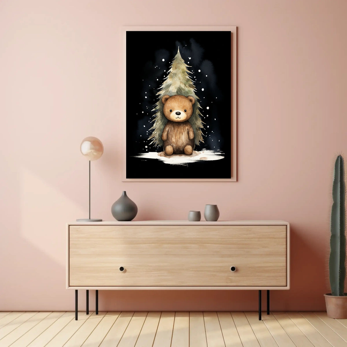 Cute Bear Winter Wonderland Watercolor Art Print