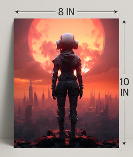 Futuristic Explorer At Sunset Poster PosterGoat