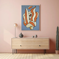 Abstract Shapes on Blue Poster