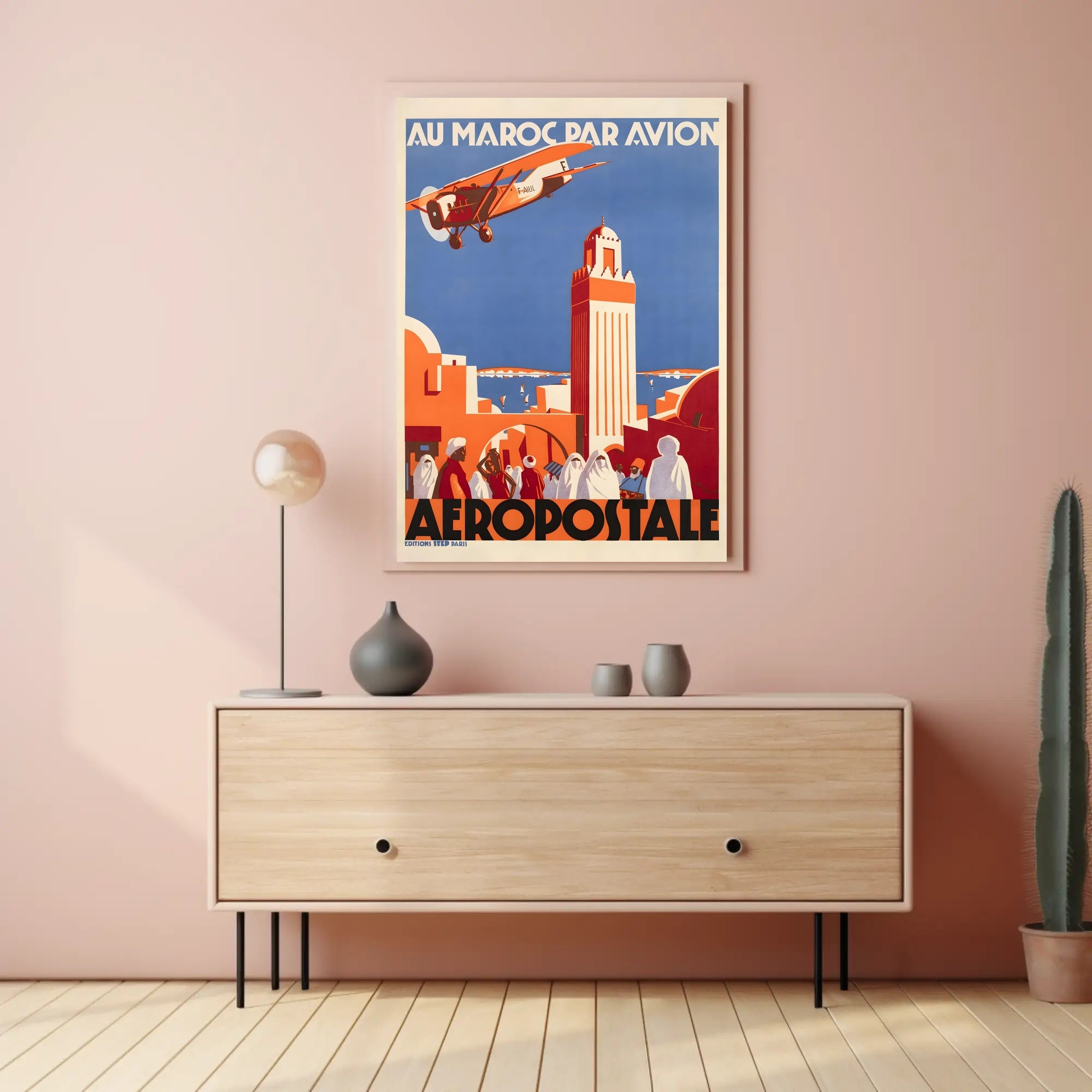 Vintage Moroccan Air Travel Promotion Travel Poster