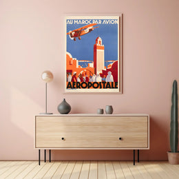 Vintage Moroccan Air Travel Promotion Travel Poster