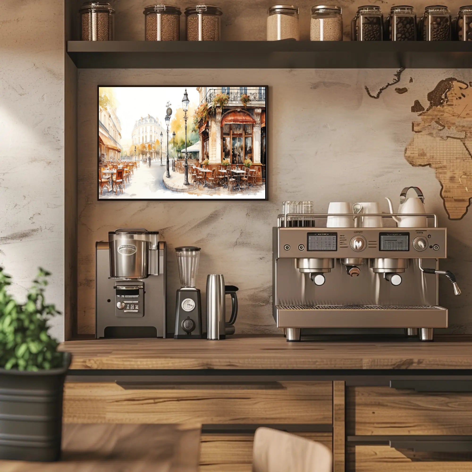 Parisian Street Café Scene Poster PosterGoat