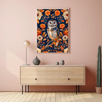 Autumn Owl in Bloom Wall Art Print