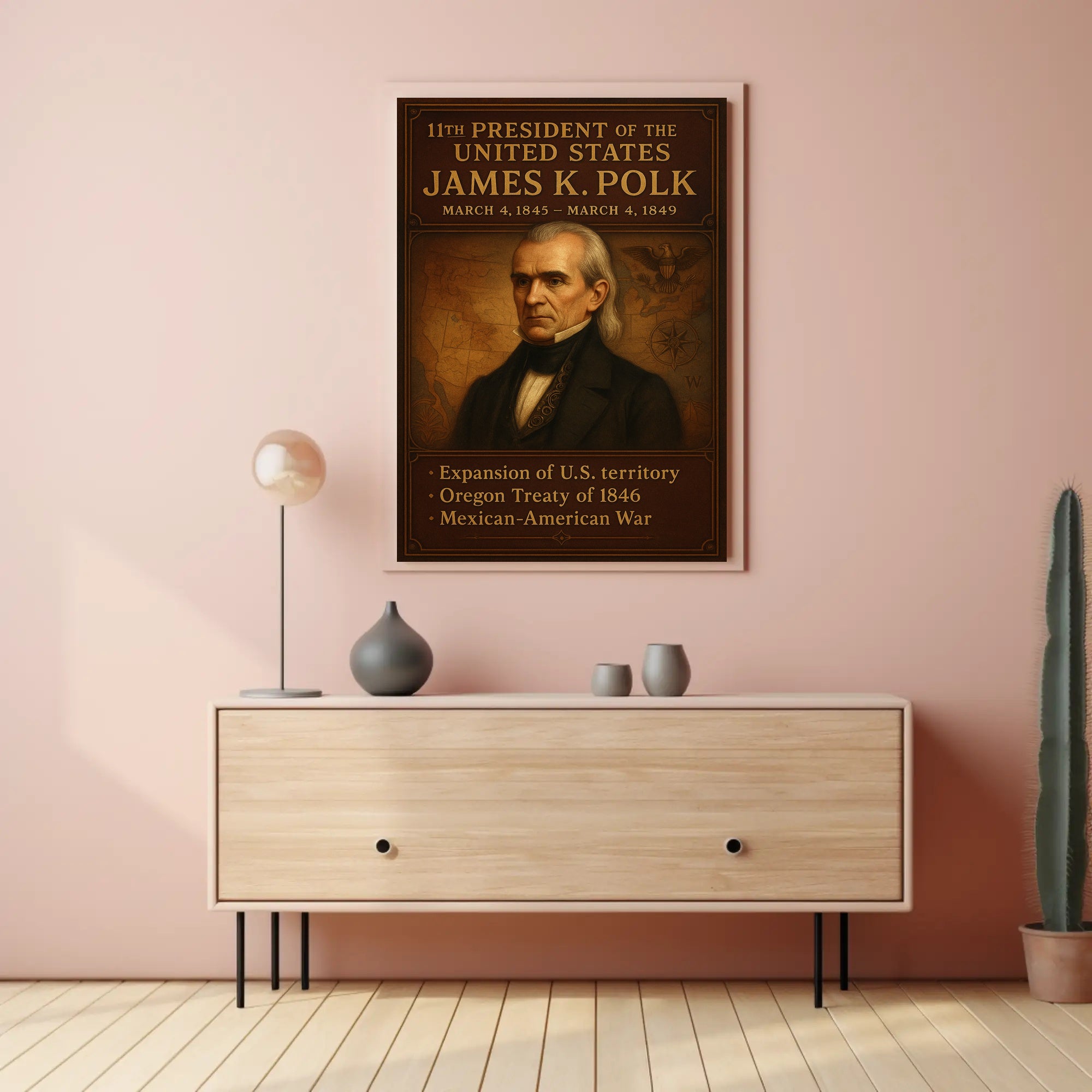James K. Polk Vintage Historical Presidential Poster