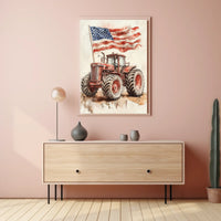 old fashioned farm tractor Poster