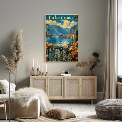 Lake Como Italian Villas Mountains Travel Poster