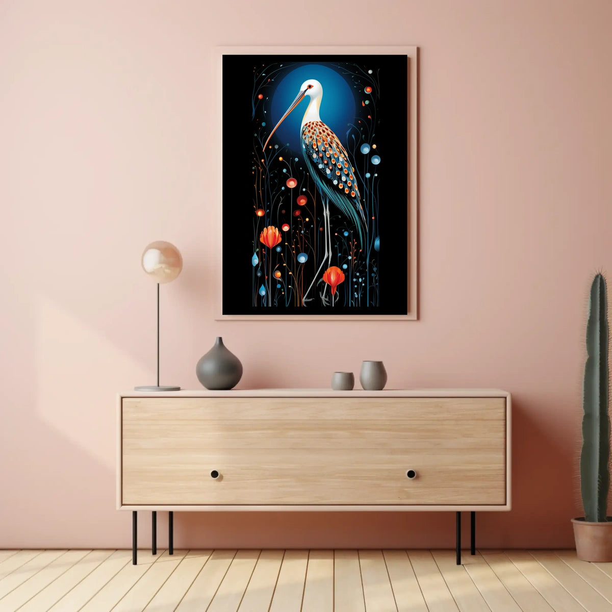 Artistic Bird with Vibrant Feathers Abstract or Artistic Poster