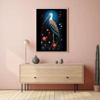 Artistic Bird with Vibrant Feathers Abstract or Artistic Poster