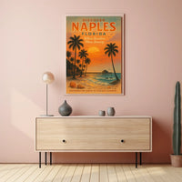 Naples Beach Vintage Travel Poster