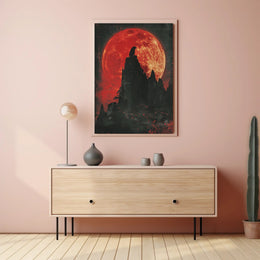 Blood Moon Wolf Fantasy Nightscape Poster PosterGoat