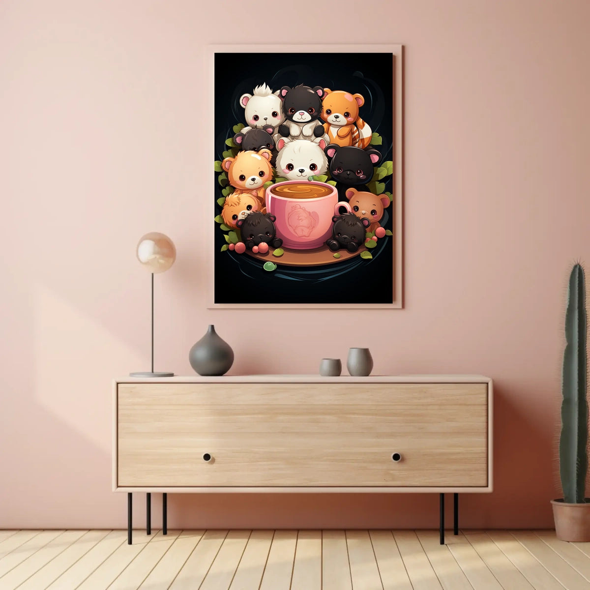 Adorable Bears Cozy Mug Whimsical Poster Art