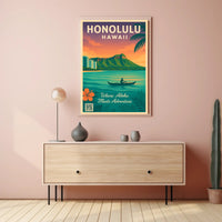Honolulu Tropical Adventure Vintage Travel Poster PosterGoat