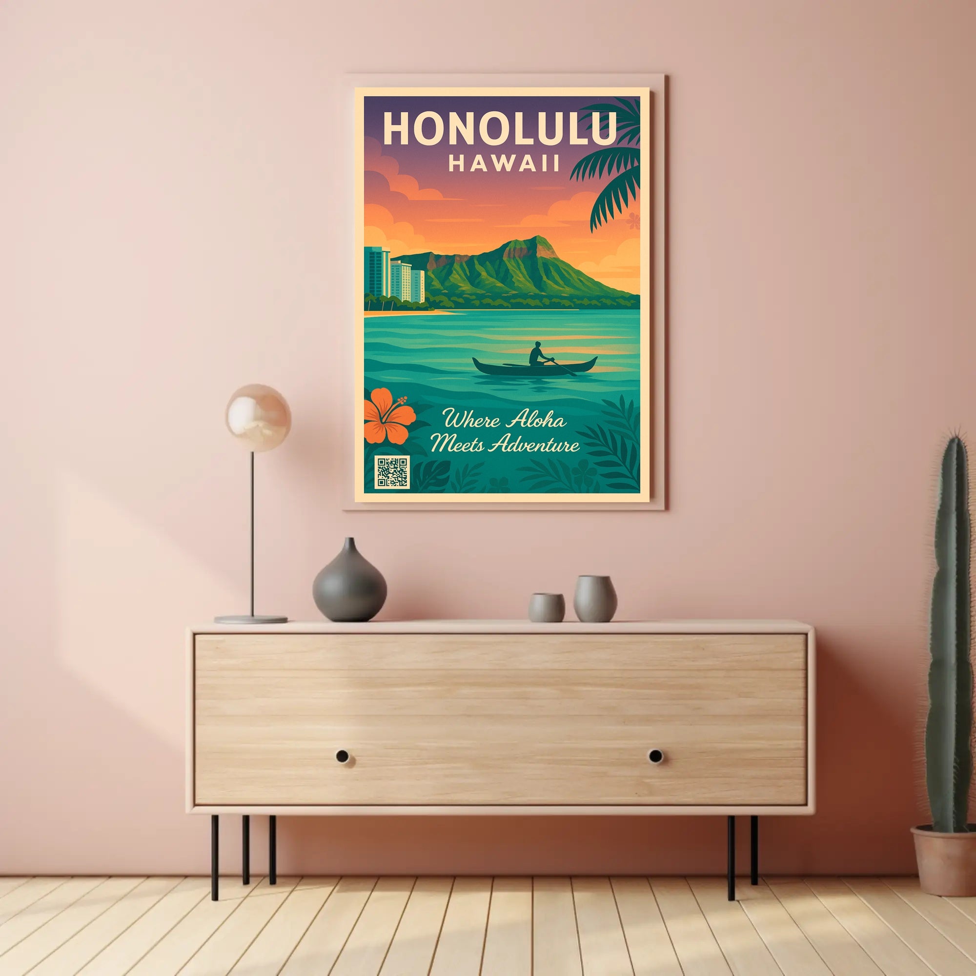 Honolulu Tropical Adventure Vintage Travel Poster PosterGoat