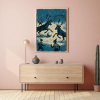 Whimsical Reindeer Soccer Vintage Holiday Poster Art