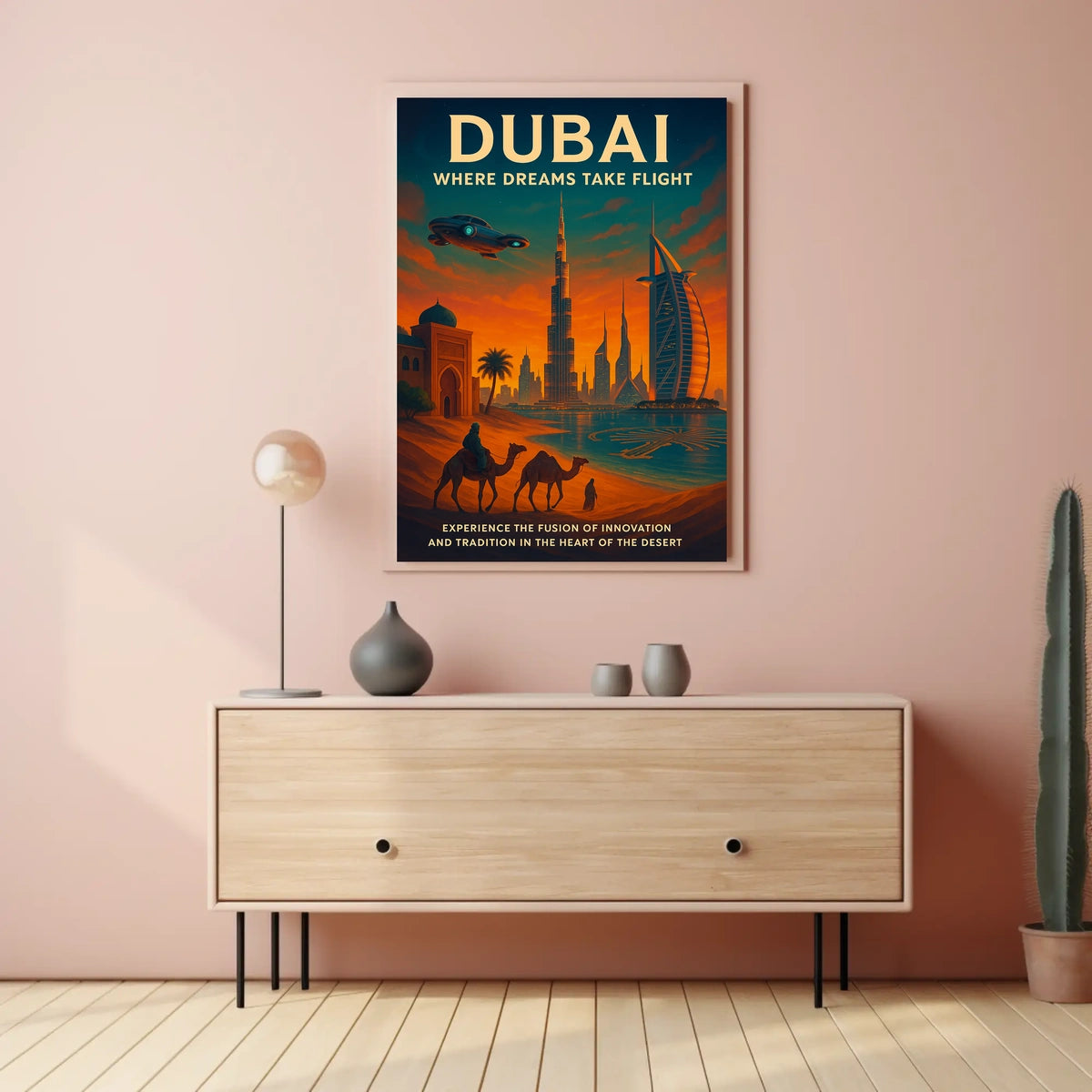 Dubai Skyline Poster Dream Travel Art For Home Decor Lovers
