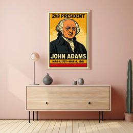 John Adams 2nd President of the United States Inked Comic Style Poster