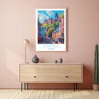 Edinburgh Street Scene with Castle Travel Poster