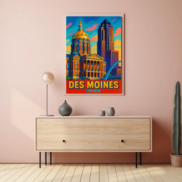 Des Moines, Iowa Vibrant Cityscape Poster