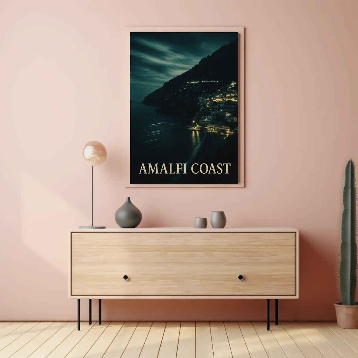 Amalfi Coast At Night Poster Wall Art For Coastal Decor
