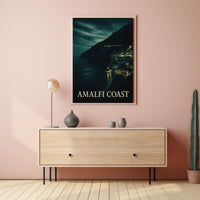 Amalfi Coast At Night Poster Wall Art For Coastal Decor