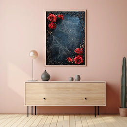 Dark Roses and Webs Moody Art Print Abstract Poster