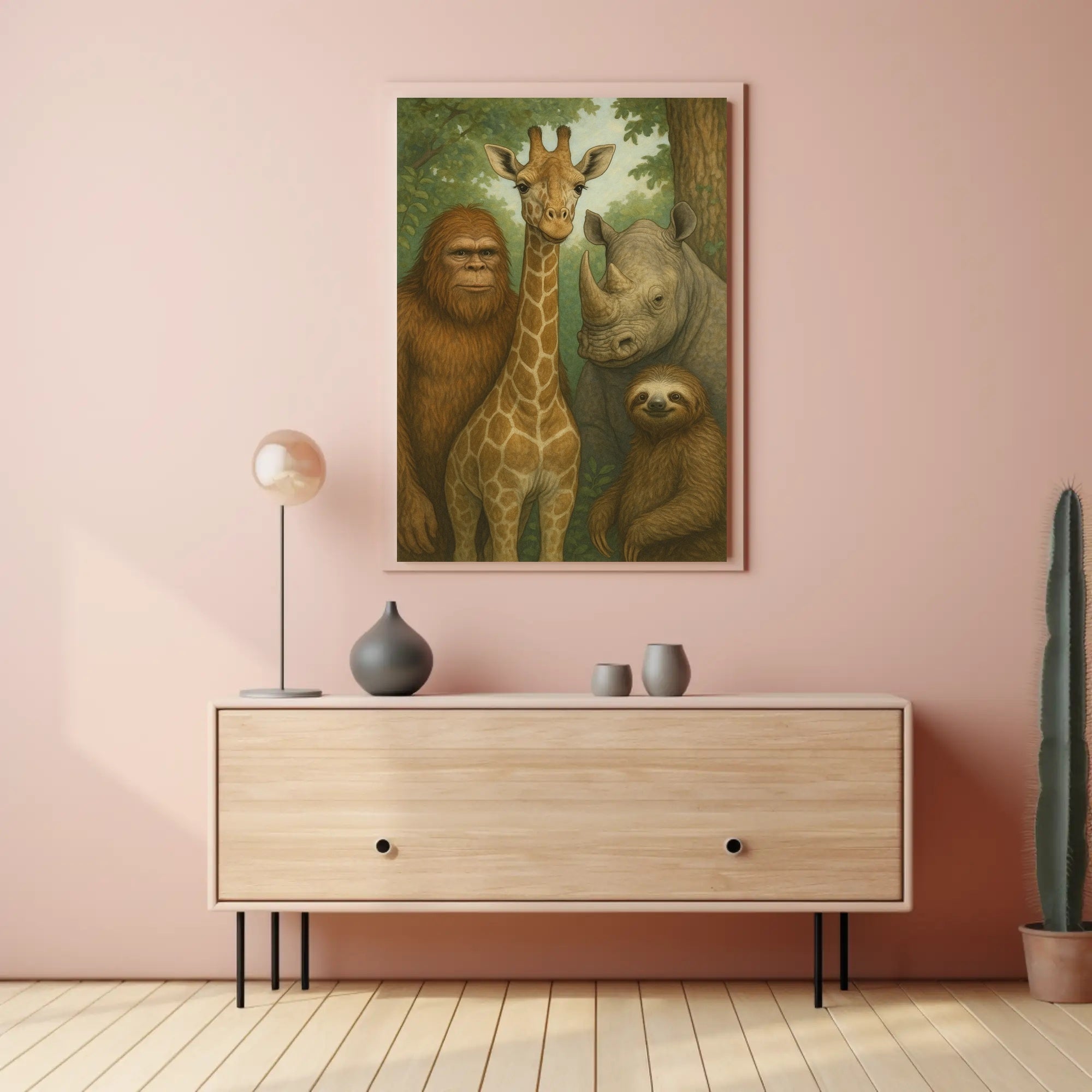 Serene Wildlife Harmony in Forest Scene Animal Poster