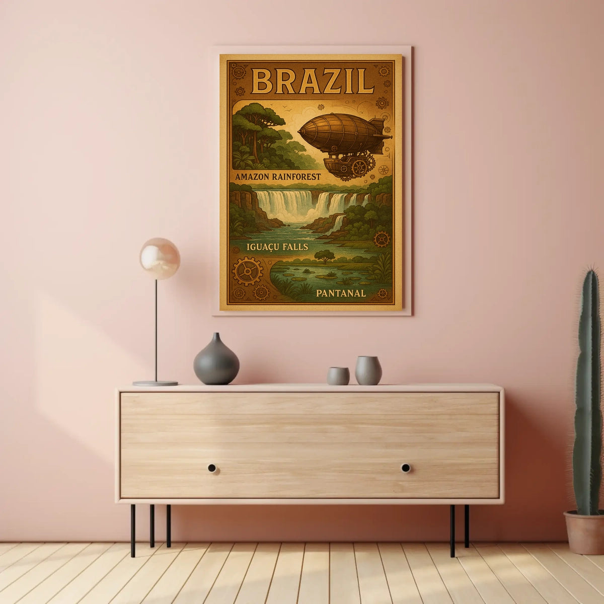 Brazilian Adventure Steampunk Airship Poster Art Print