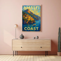 Amalfi Coast Poster Wall Art Coastal Decor Italy 18x24 Inches
