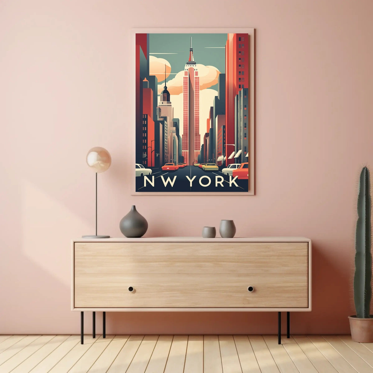 New York City Skyscraper Street Poster Vintage Wall Art