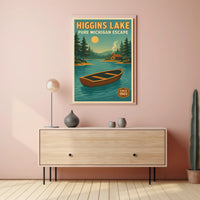 Higgins Lake Vintage Travel Poster Wall Art