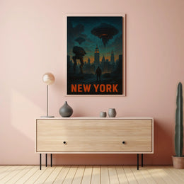 New York Futuristic Invasion Poster