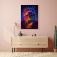 Mystical Ruins Under Cosmic Skies Poster