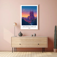 Sagrada Familia Twilight Travel Art Poster