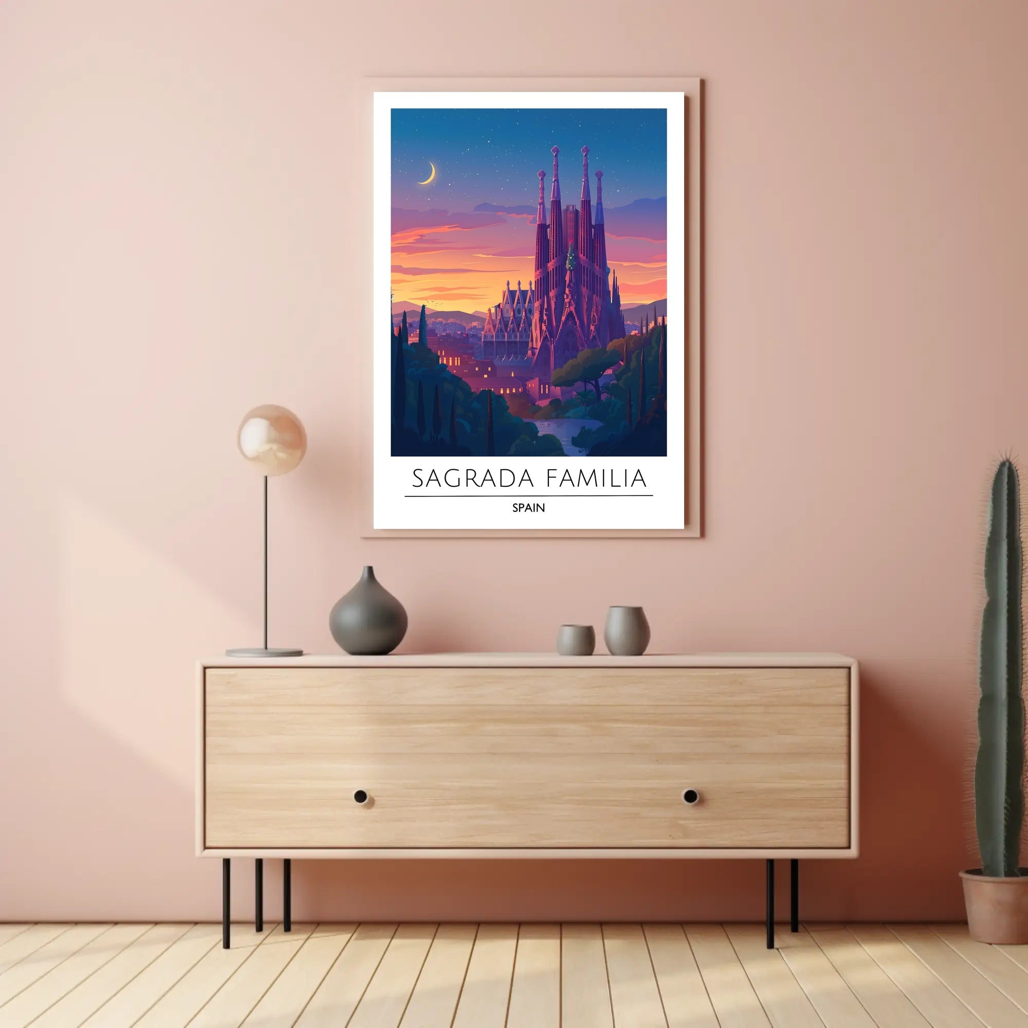Sagrada Familia Twilight Travel Art Poster