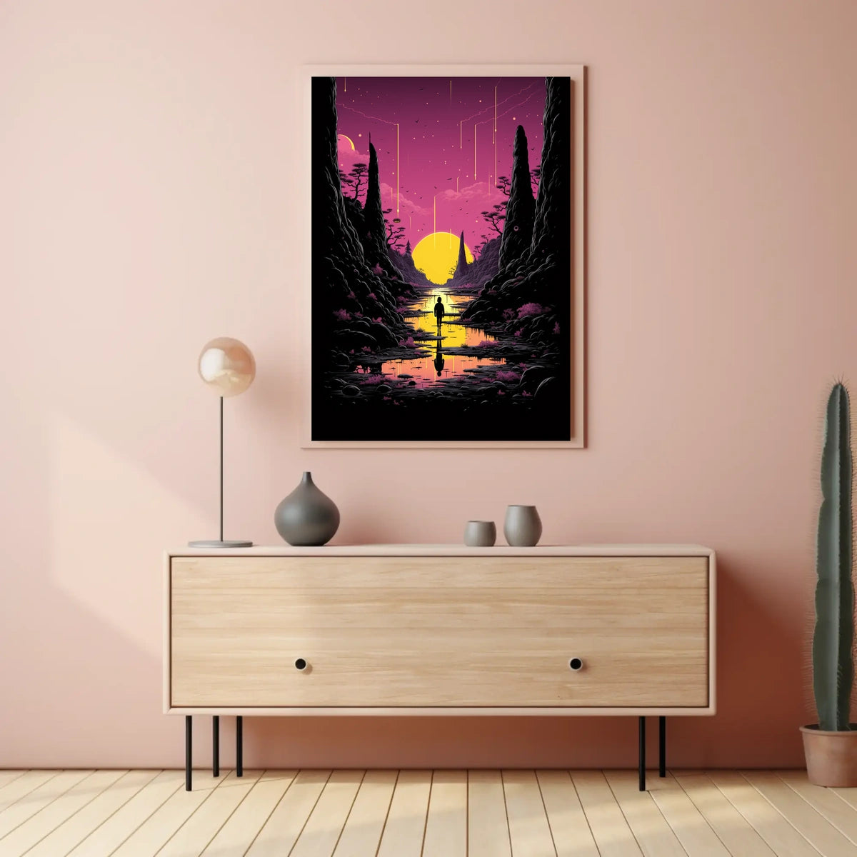 Surreal Dreamscape Reflective Horizon Fantasy Art Poster