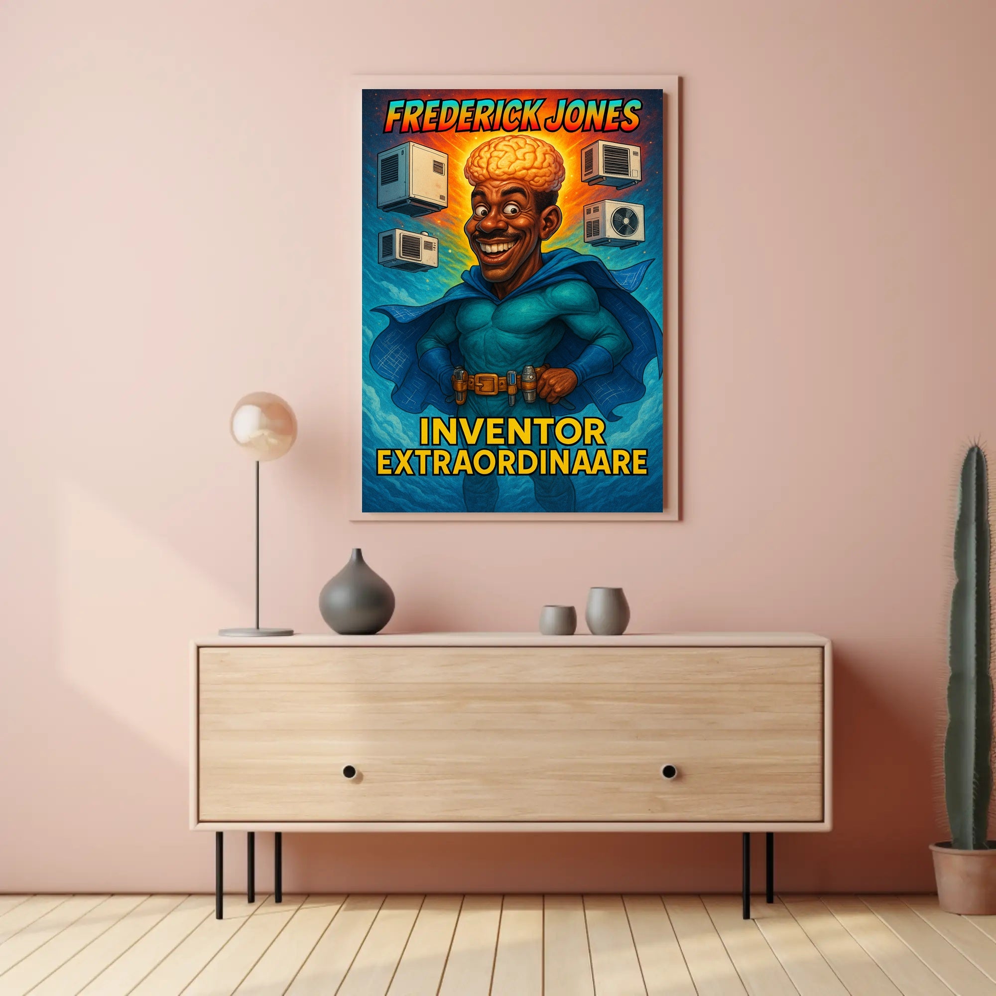 Frederick Jones Superhero Inventor Educational or Infographic Poster PosterGoat